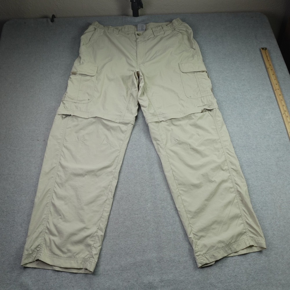 Columbia Pants Mens Large x 30 Beige Titanium Convertible Cargo Hiking Omni-Dry